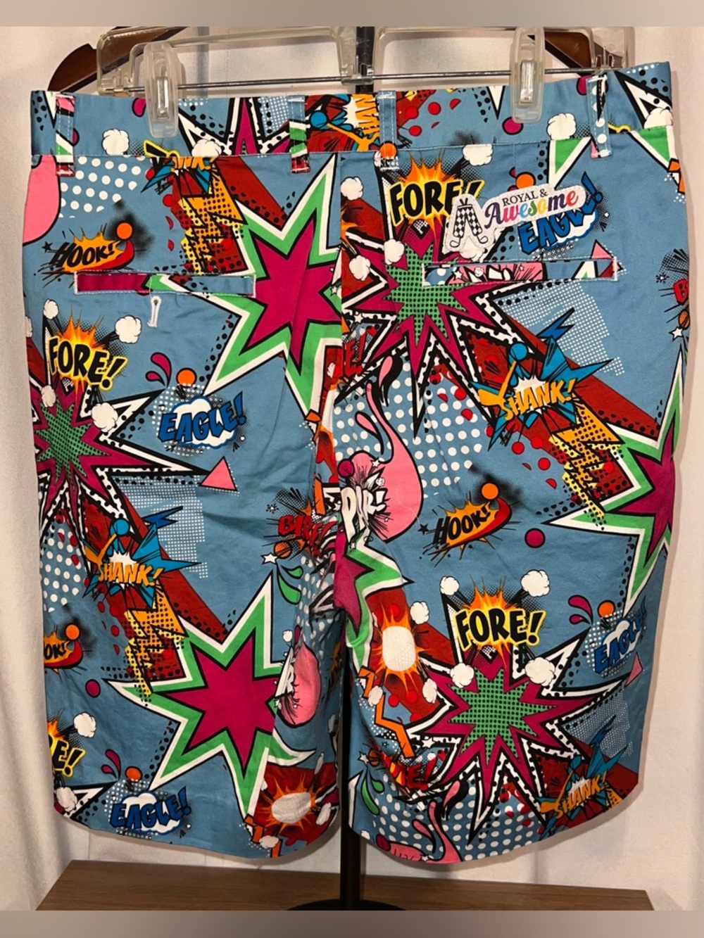 Royal & Awesome Men’s Golf Shorts Comic Print Colorful Statement Performance 34 - Picture 3 of 8
